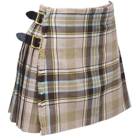 plaid buckle skirt brown
