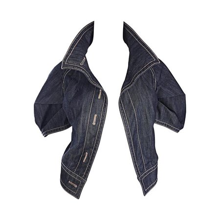 Current Escada Dark Denim Short Sleeve Origami Chic Blue Jean Jacket For Sale at 1stdibs