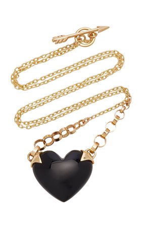Shackled Heart 14k Gold And Onyx Necklace By Rachel Quinn