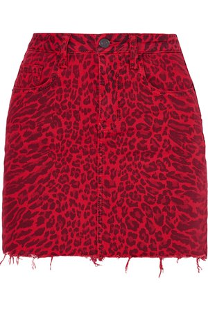 Current/Elliott | The Five Pocket leopard-print denim mini skirt | NET-A-PORTER.COM