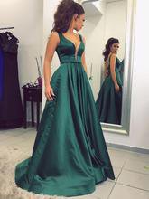 Chic Prom Dresses V-neck A-line Floor-length Dark Green Prom Dress/Eve – annapromdress