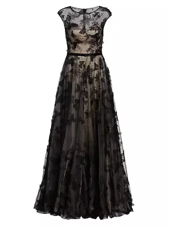 Shop Rene Ruiz Collection Butterfly Tulle Illusion Gown | Saks Fifth Avenue