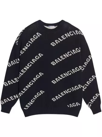 Balenciaga all-over Intarsia Logo Sweater - Farfetch