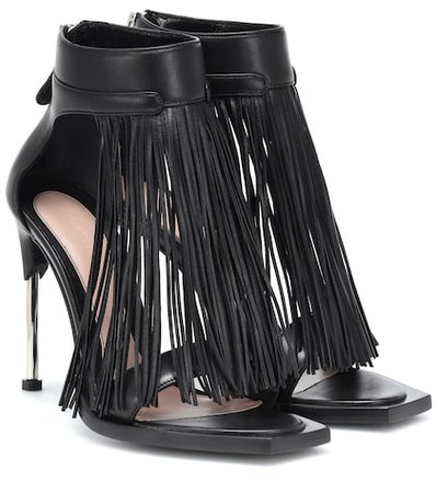 Fringed leather sandals