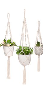 Amazon.com: Mkono Macrame Plant Hanger 3 Tier Indoor Outdoor Hanging Planter Basket Cotton Rope with Beads 70 Inches: Garden & Outdoor