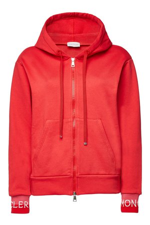 Moncler - Contrast Logo Cotton Hoody - red