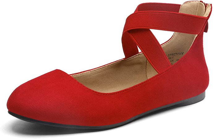 Amazon.com | DREAM PAIRS Women's Sole_Stretchy Red Fashion Elastic Ankle Straps Flats Shoes Size 6.5 M US | Flats