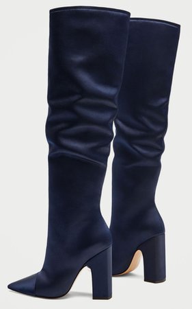 Zara Navy Satin Boots