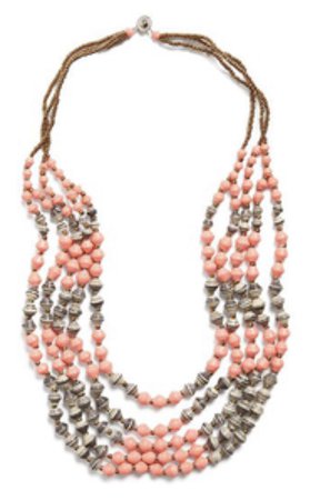 pink and gray layered beads necklace