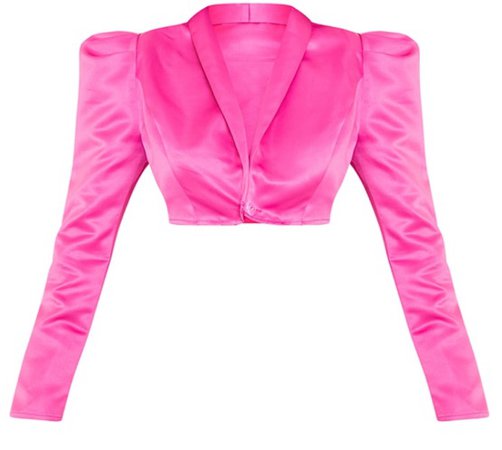 pink crop blazer