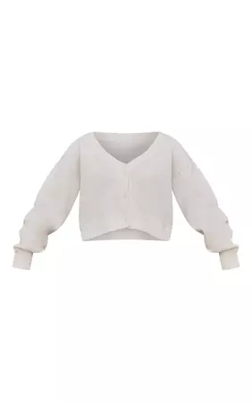 Cream Button Front Crop Sweatshirt | Tops | PrettyLittleThing USA