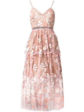 pink floral laced dress