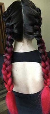 black to red ombré braids
