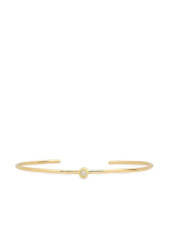 Jennifer Meyer 18kt yellow gold diamond bezel cuff bracelet - FARFETCH