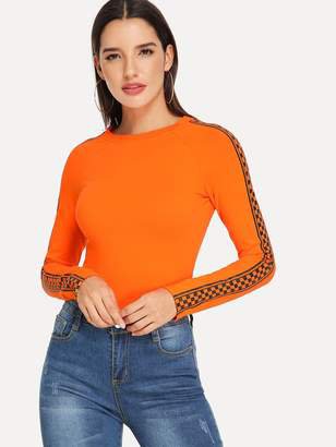 Orange Checkered Long sleeve t shirt