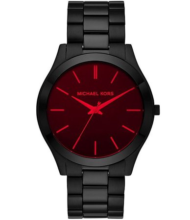 Michael Kors Slim Runway Three-Hand Black Stainless Steel Watch