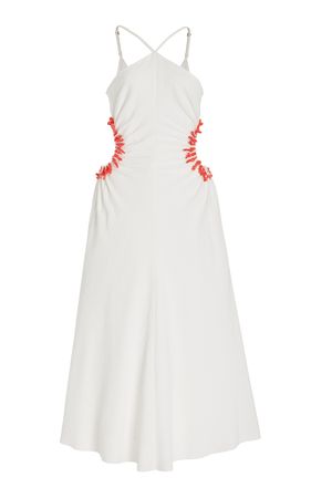 Silvia Coral-Beaded Cutout Linen-Blend Midi Dress By Cult Gaia | Moda Operandi