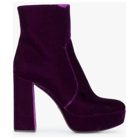 Dark Purple Velvet Ankle Boots