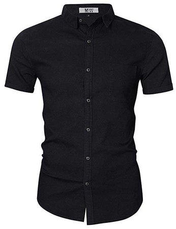 MrWonder Men's Casual Slim Fit Short Sleeve Button Down Dress Shirts Denim Shirt at Amazon Men’s Clothing store: