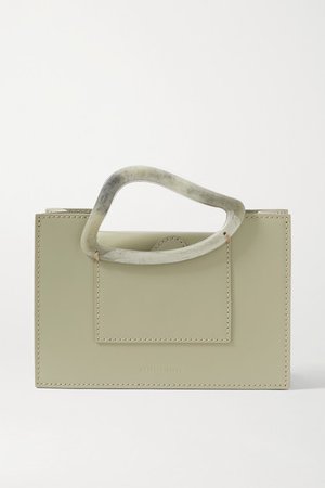 Net Sustain Arp Mini Leather And Resin Tote - Army green