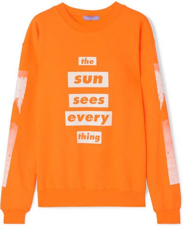 Paradised - Sun Sees Printed Cotton-blend Jersey Sweatshirt - Bright orange