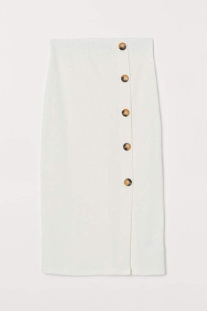 Slub Jersey Pencil Skirt - White