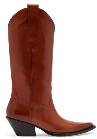 Western Leather Boots - Womens - Tan