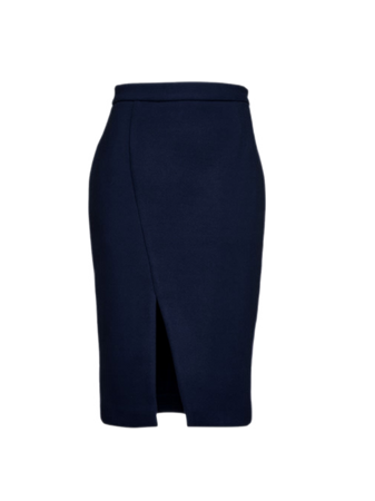 navy blue split pencil skirt