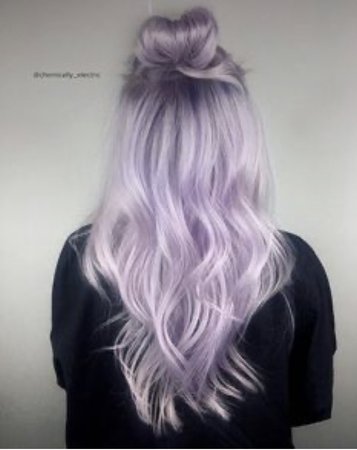 purple hair messy bun