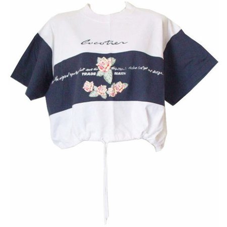 90s sporty crop top, gabber white cropped shirt, striped floral.