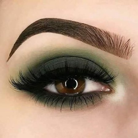 Black & Dark Green Smokey Eye Makeup