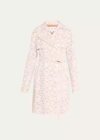 Michael Kors Collection Corded Floral Lace Belted Trench Coat - Bergdorf Goodman
