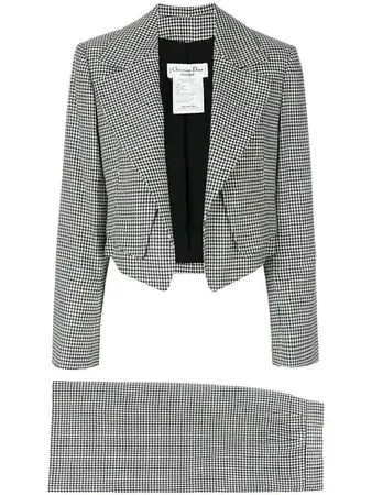 Christian Dior Vintage Houndstooth Skirt Suit - Farfetch