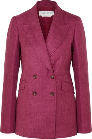 Gabriela Hearst | Angela double-breasted wool, silk and linen-blend blazer | NET-A-PORTER.COM