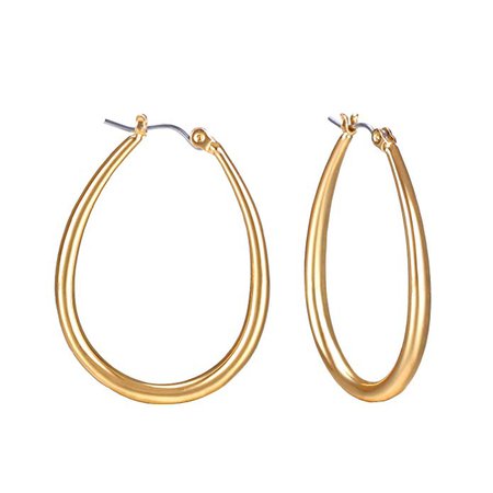 Gold Hoop Earrings, 1.5" Oval Tube Hinged Hoop Earrings for Women Costume Jewelry Gold: Clothing