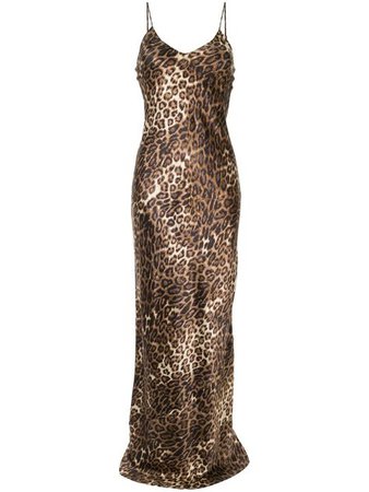 leopard backless slip dress