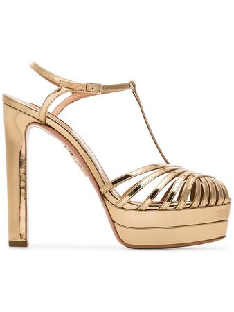 Aquazzura gold 'Aqua Moonlight 130' strappy heels