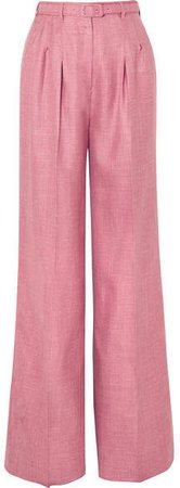 Vargas Wool, Silk And Linen-blend Wide-leg Pants - Pink