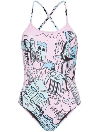 Ellie Rassia Far Away printed swimsuit - Multicoloured