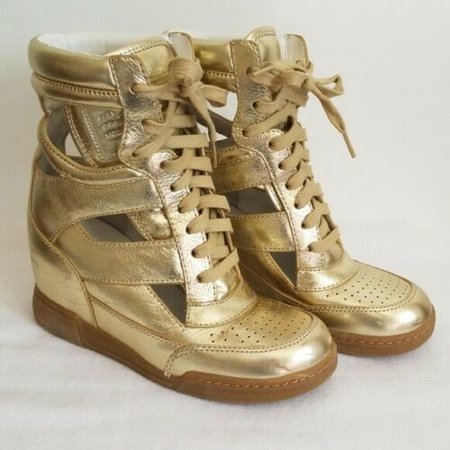Marc Jacobs Gold Leather Wedge Sneakers Hi Top Cut Out Size EU 35 US 5 | eBay