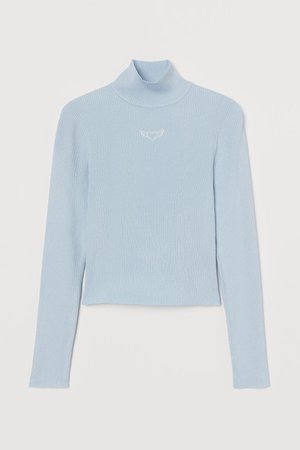 Fitted Mock-turtleneck Sweater - Light blue - Ladies | H&M US