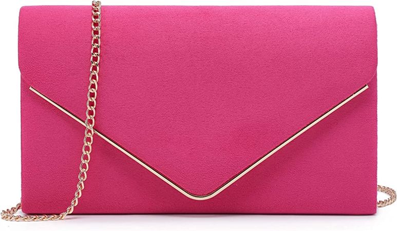 Dasein Ladies' Velvet Evening Clutch Handbag Formal Party Clutch For Women With Chain Strap (Rose): Handbags: Amazon.com