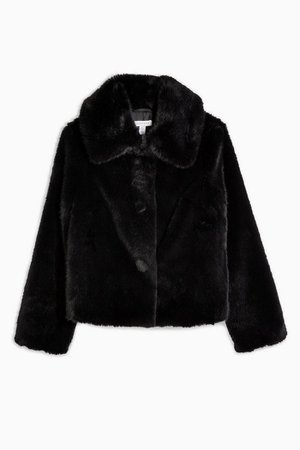 Black Luxe Faux Fur Coat | Topshop black