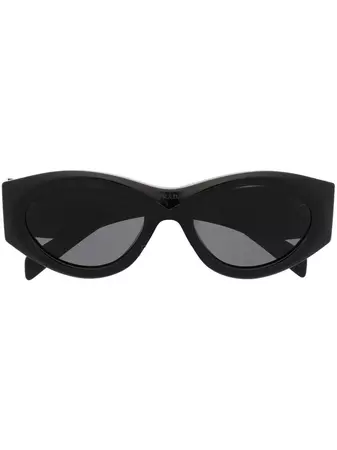 Prada Eyewear triangle-logo oval-frame Sunglasses - Farfetch