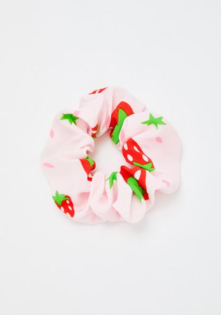 Strawberry Hair Tie Scrunchie Rainbow | Dolls Kill