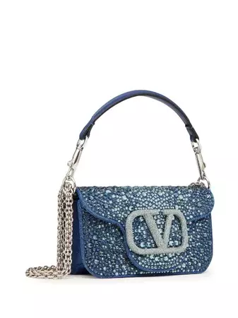 Valentino Garavani Small Locò Embellished Denim Shoulder Bag - Farfetch