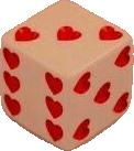 hearts filled dice valentine aesthetic