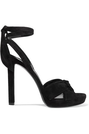 Saint Laurent | Hall bow-detailed suede platform sandals | NET-A-PORTER.COM