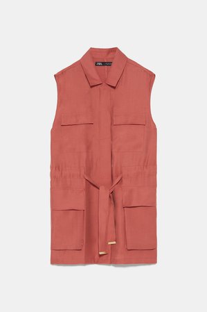 VEST WITH POCKETS - NEW IN-WOMAN | ZARA United States burgundy