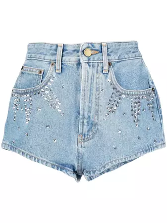 Alessandra Rich crystal-embellished Mini Denim Shorts - Farfetch